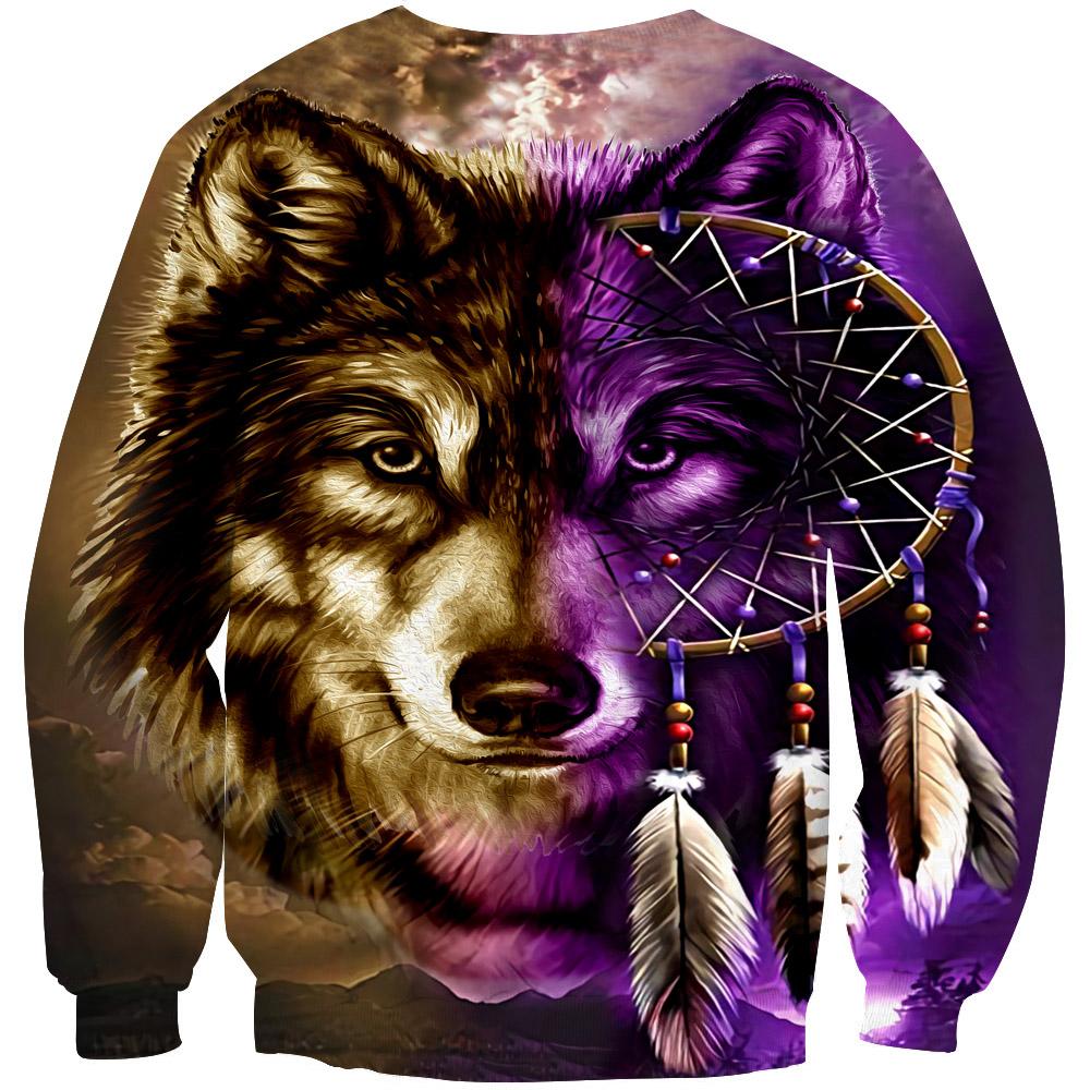 Purple Wolf Dreamcatcher Native American 3D Sweatshirt LT10 - Wonder Print Shop
