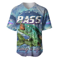 Bass Fishing is Life Hook Sport Largemouth Blue Baseball Jersey LT9 - Wonder Print Shop