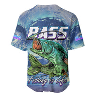 Bass Fishing is Life Hook Sport Largemouth Blue Baseball Jersey LT9 - Wonder Print Shop