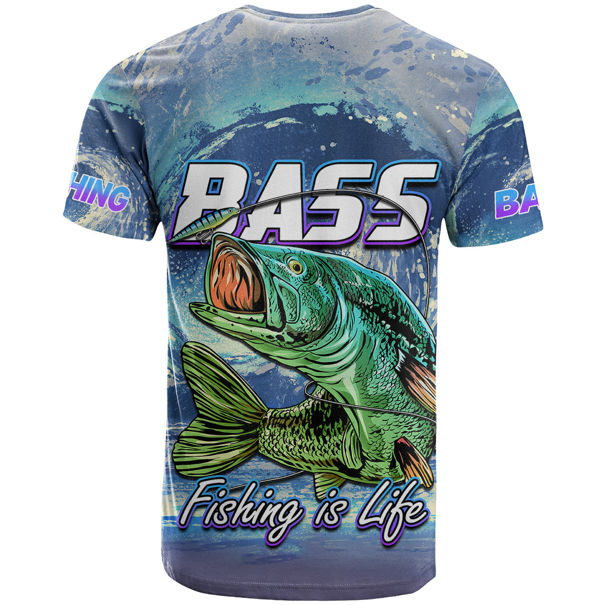 Fishing T Shirt Bass Fishing is Life Hook Sport Largemouth Blue - Wonder Print Shop