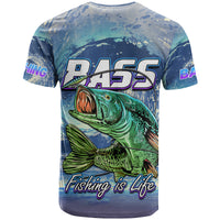 Fishing T Shirt Bass Fishing is Life Hook Sport Largemouth Blue - Wonder Print Shop