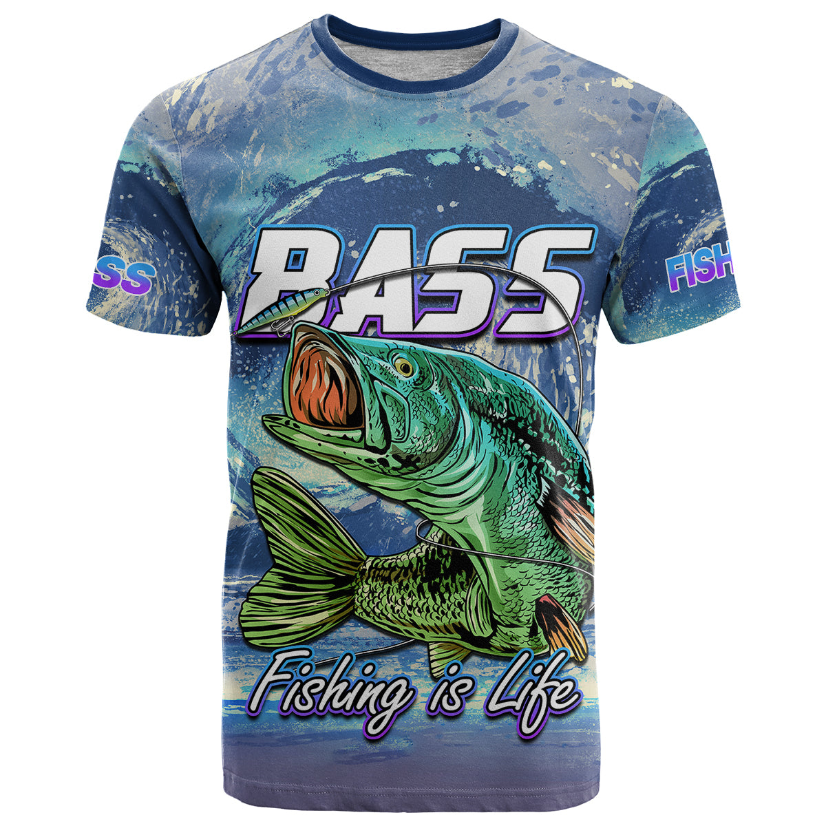 Fishing T Shirt Bass Fishing is Life Hook Sport Largemouth Blue - Wonder Print Shop