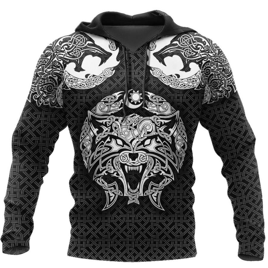 Viking Clothing Celtic Viking Wolf Hoodie RLT12 - Wonder Print Shop