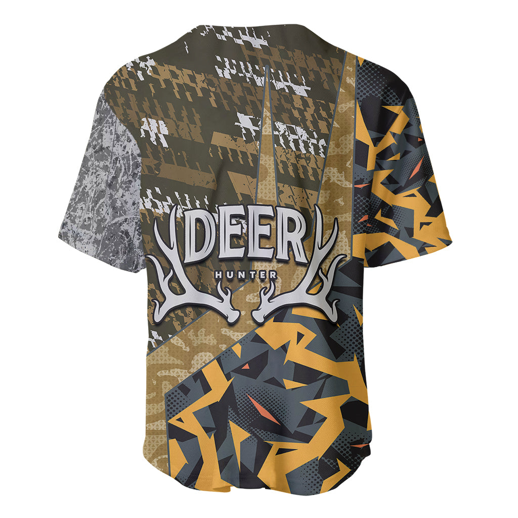 Deer Hunting Grunge Pattern Baseball Jersey - Wonder Print Shop