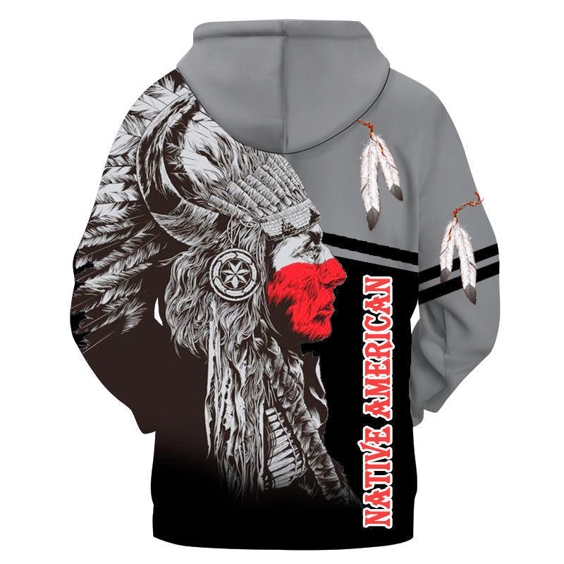 Black and Red Chief Native American 3D Hoodie LT10 - Wonder Print Shop