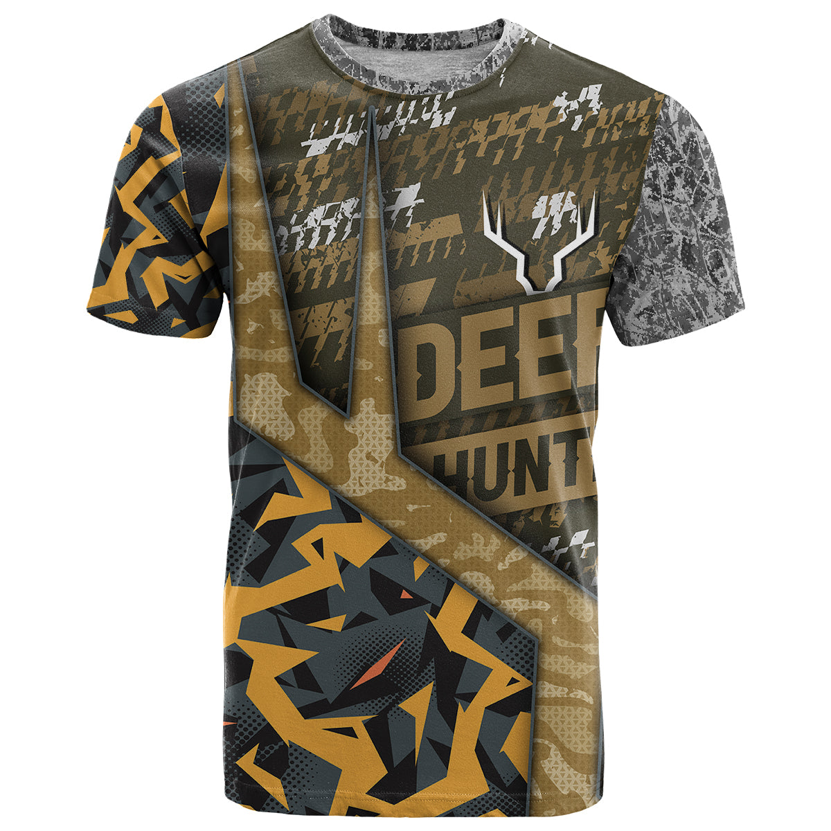 Deer Hunting Grunge Pattern T Shirt - Wonder Print Shop