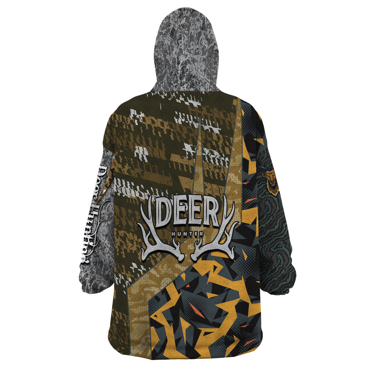 Deer Hunting Grunge Pattern Wearable Blanket Hoodie - Wonder Print Shop