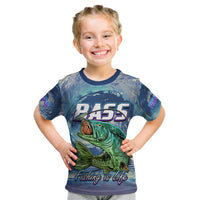 Bass Fishing is Life Hook Sport Largemouth Blue Kid T Shirt - Wonder Print Shop