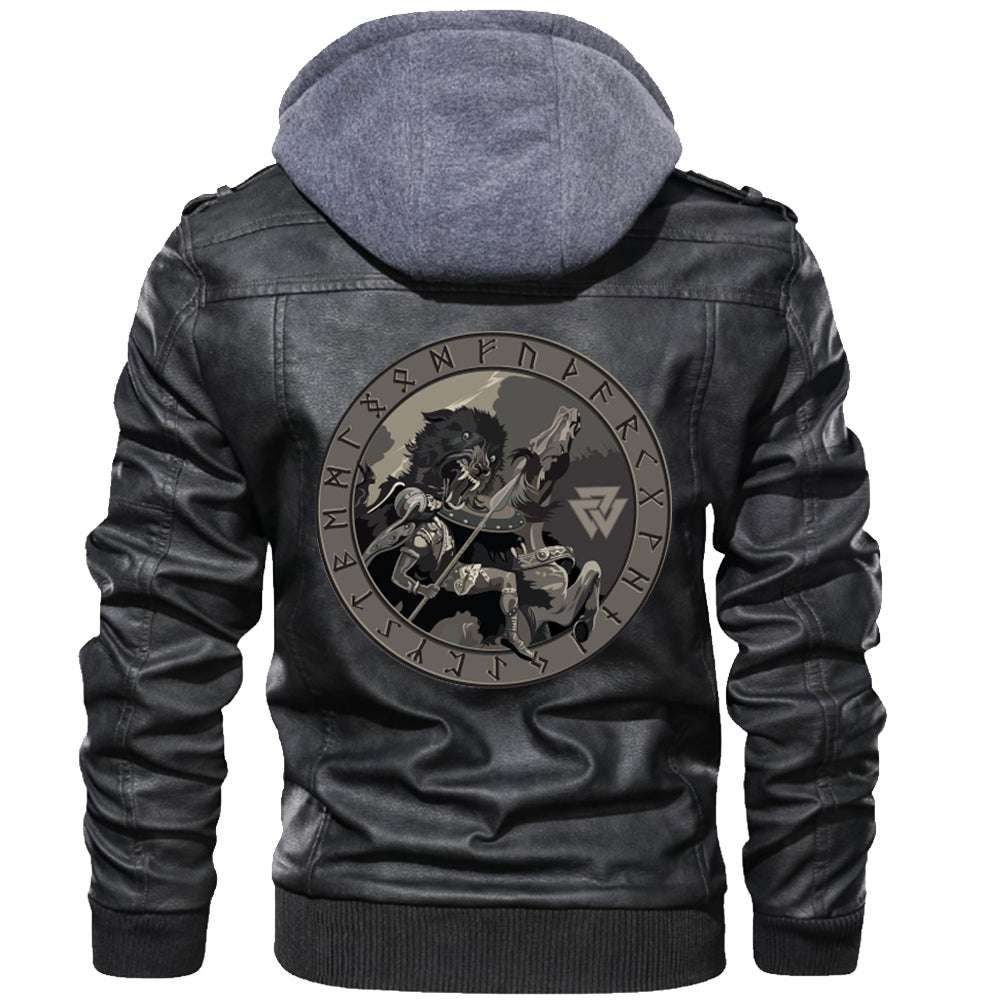 Viking Valknut Zipper Leather Jacket - Viking Art RLT12 - Wonder Print Shop