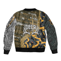 Deer Hunting Grunge Pattern Sleeve Zip Bomber Jacket - Wonder Print Shop