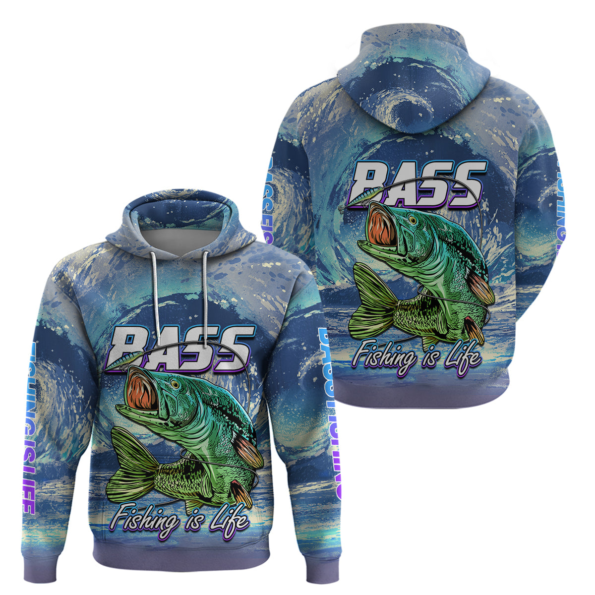Bass Fishing is Life Hook Sport Largemouth Blue Hoodie - Wonder Print Shop