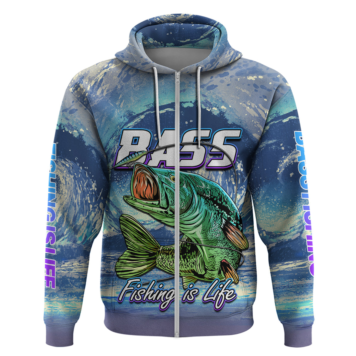 Bass Fishing is Life Hook Sport Largemouth Blue Hoodie - Wonder Print Shop