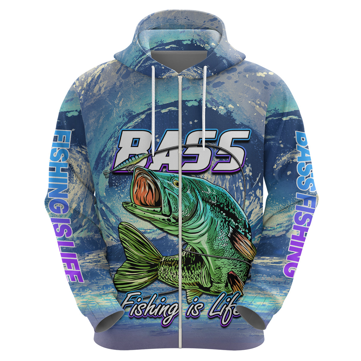 Bass Fishing is Life Hook Sport Largemouth Blue Hoodie - Wonder Print Shop