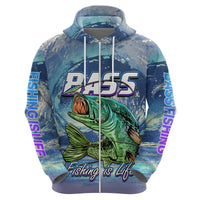 Bass Fishing is Life Hook Sport Largemouth Blue Hoodie - Wonder Print Shop