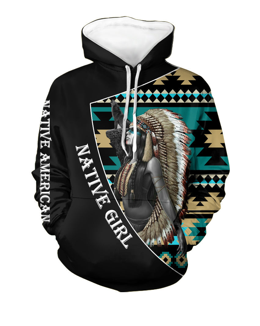 Feather Headdress Native American Girl 3D Hoodie LT10 - Wonder Print Shop