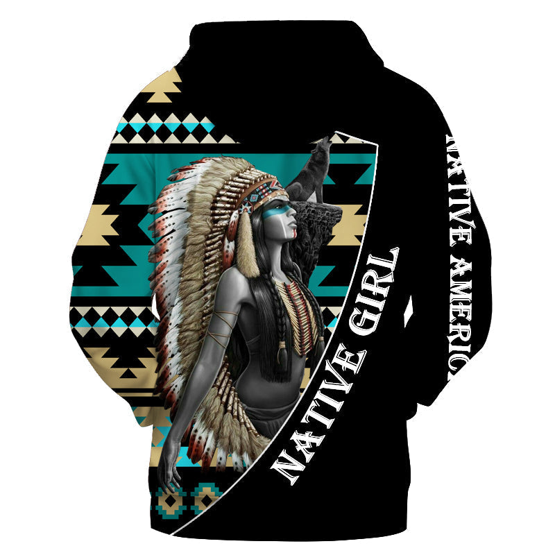 Feather Headdress Native American Girl 3D Hoodie LT10 - Wonder Print Shop