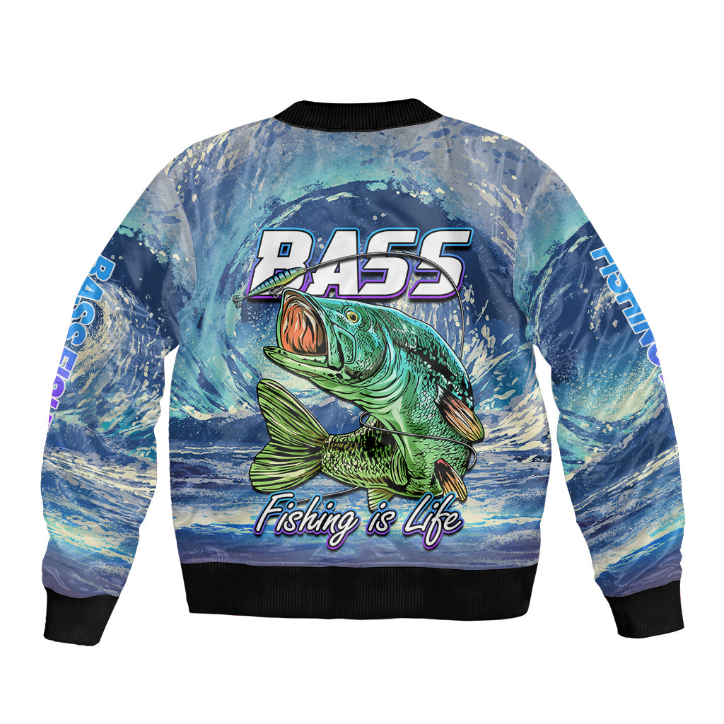 Bass Fishing is Life Hook Sport Largemouth Blue Bomber Jacket LT9 - Wonder Print Shop
