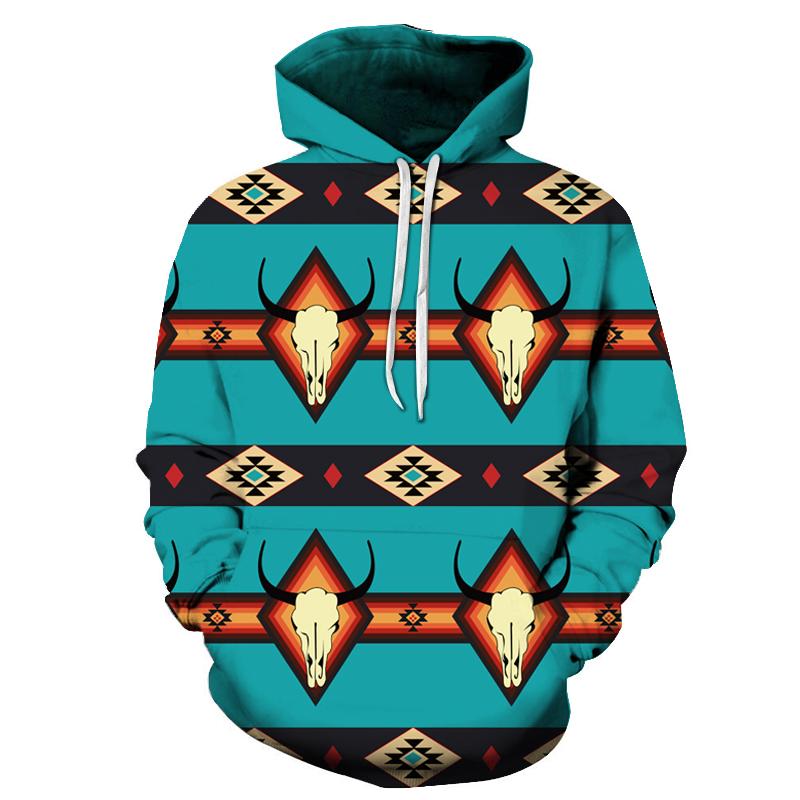 Bison Tribes Pattern Native American All Over Hoodie LT10 - Wonder Print Shop