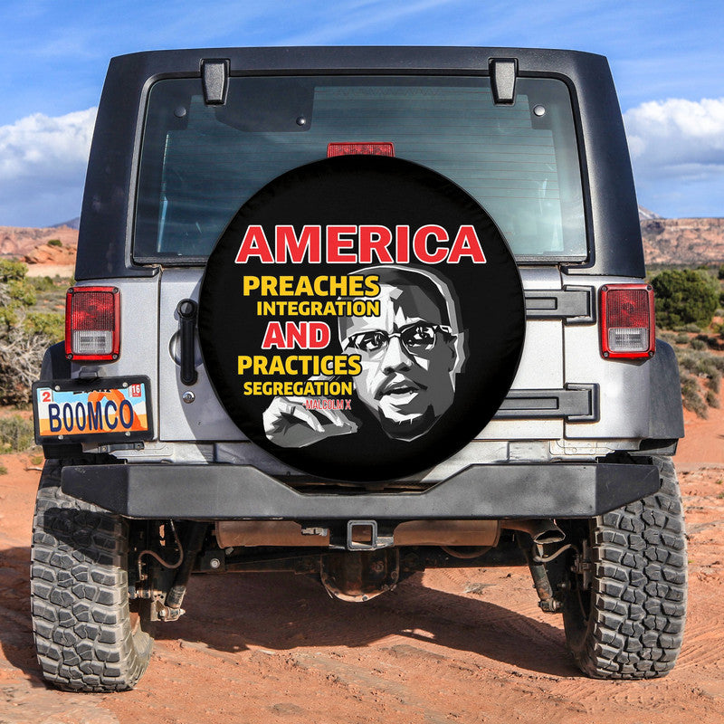 African Tire Covers - Black History Month Spare Tire Cover Malcom X NO.19 LT8 - Wonder Print Shop