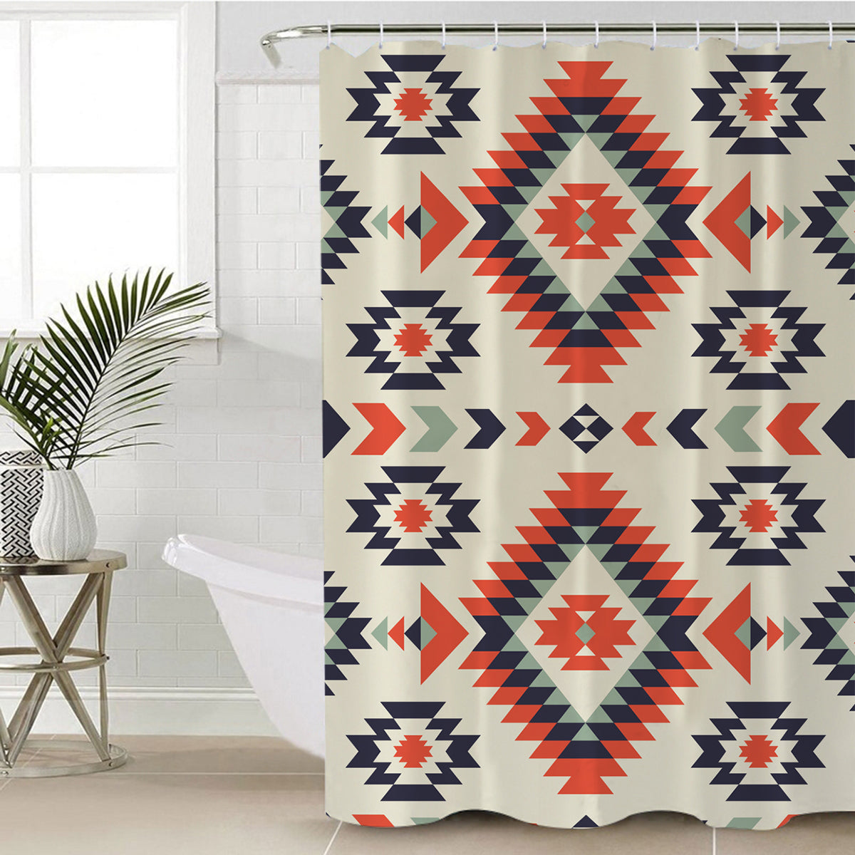 pink-geometric-pattern-shower-curtain
