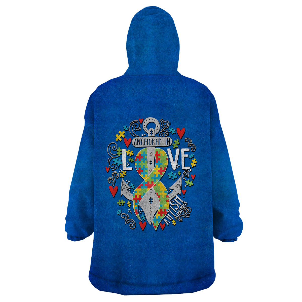 Autism Awareness Month Marine Life - Anchor In Love Wearable Blanket Hoodie TS07 - Wonder Print Shop
