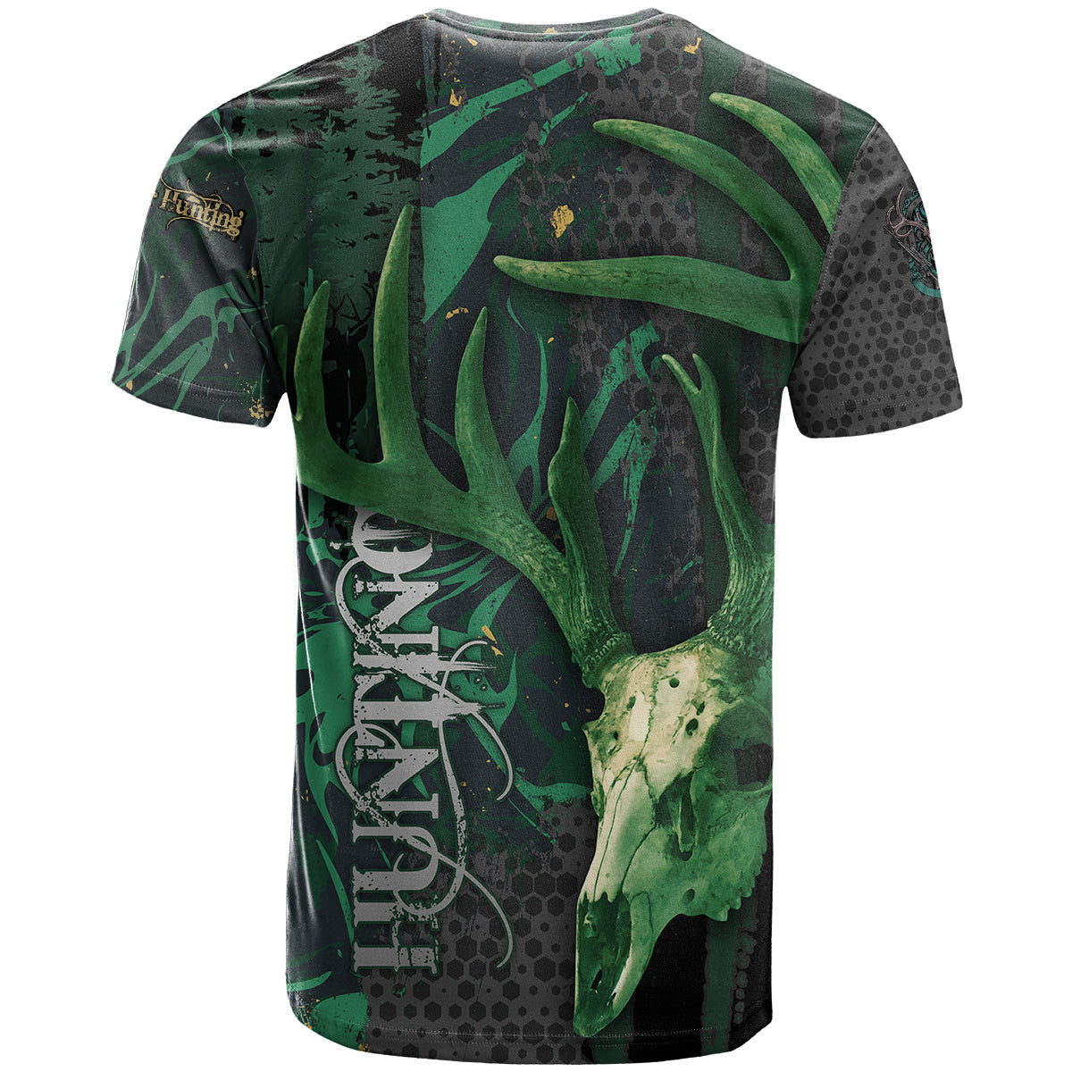 Deer Hunting Green Grunge Pattern T Shirt - Wonder Print Shop