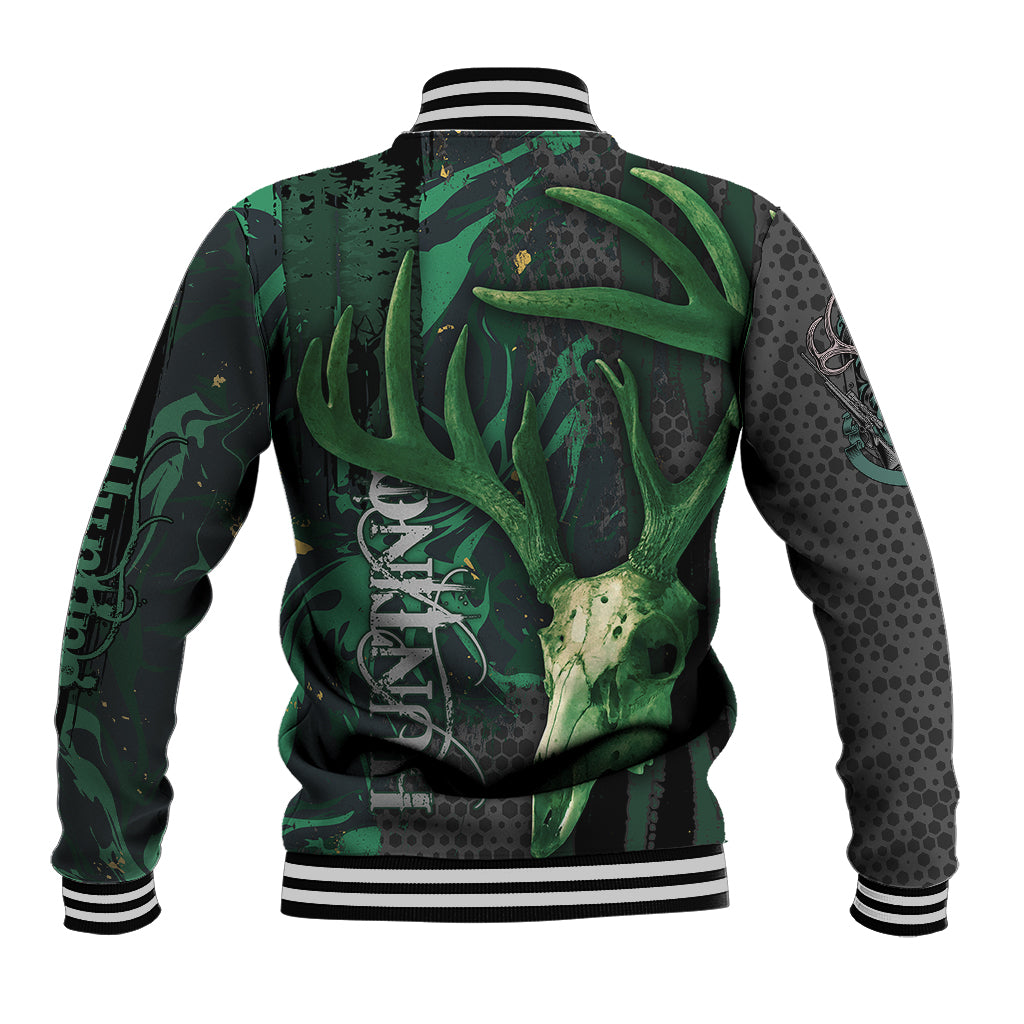 Deer Hunting Green Grunge Pattern Baseball Jacket - Wonder Print Shop