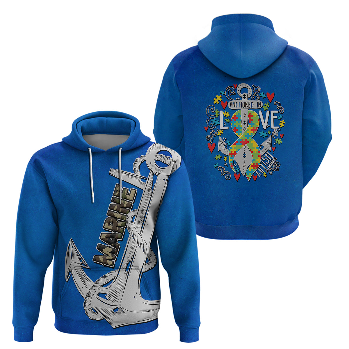 Autism Awareness Month Marine Life Anchor In Love Hoodie TS07 - Wonder Print Shop