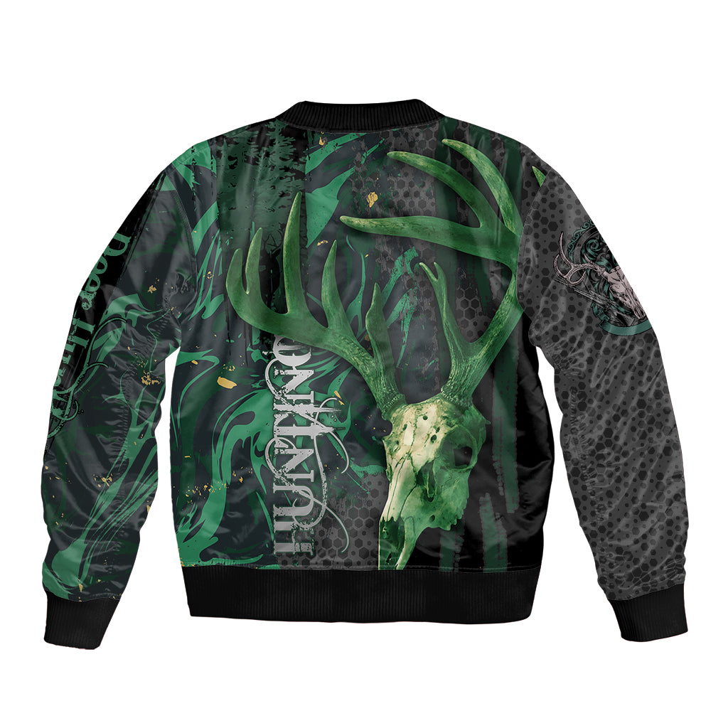 Deer Hunting Green Grunge Pattern Bomber Jacket - Wonder Print Shop