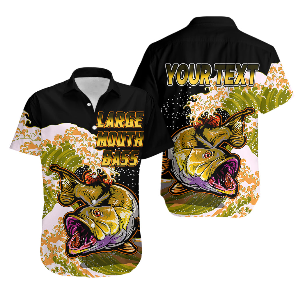 (Custom Personalised) Bass Fishing Yellow Hawaiian Shirt - Wonder Print Shop