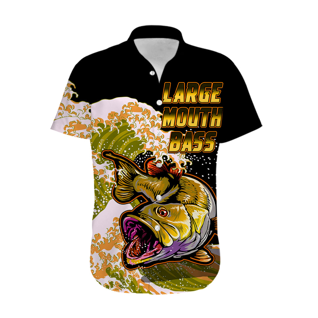 (Custom Personalised) Bass Fishing Yellow Hawaiian Shirt - Wonder Print Shop
