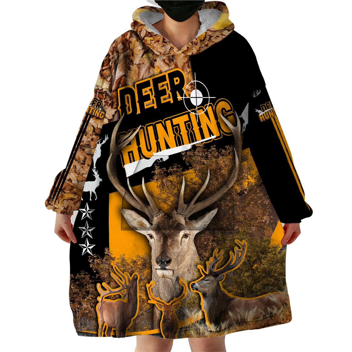 Deer Hunting Fall Of The Leaf Pattern Wearable Blanket Hoodie - Wonder Print Shop