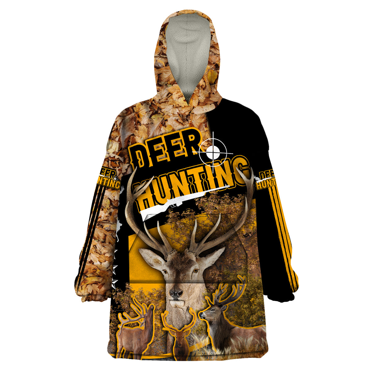 Deer Hunting Fall Of The Leaf Pattern Wearable Blanket Hoodie - Wonder Print Shop