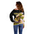 (Custom Personalised) Bass Fishing Yellow Off Shoulder Sweater - Wonder Print Shop