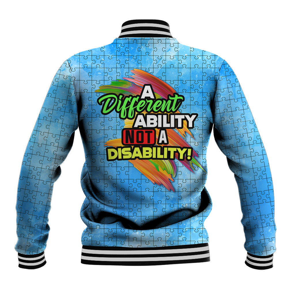 Autism Acceptance Month - A Different Ability Not A Disability Baseball Jacket TS07 - Wonder Print Shop