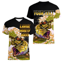 (Custom Personalised) Bass Fishing Yellow Women V Neck T Shirt - Wonder Print Shop