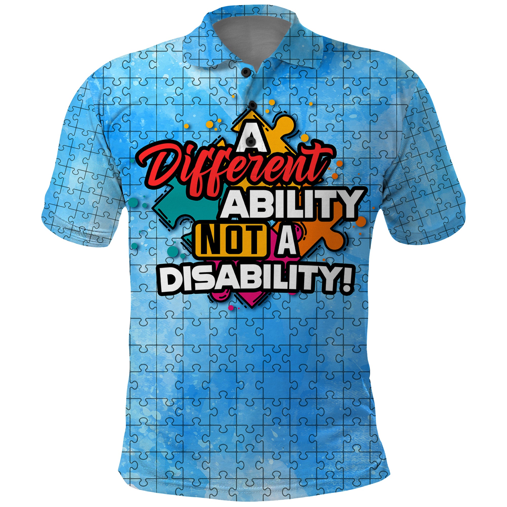Autism Acceptance Month A Different Ability Not A Disability Polo Shirt TS07 - Wonder Print Shop