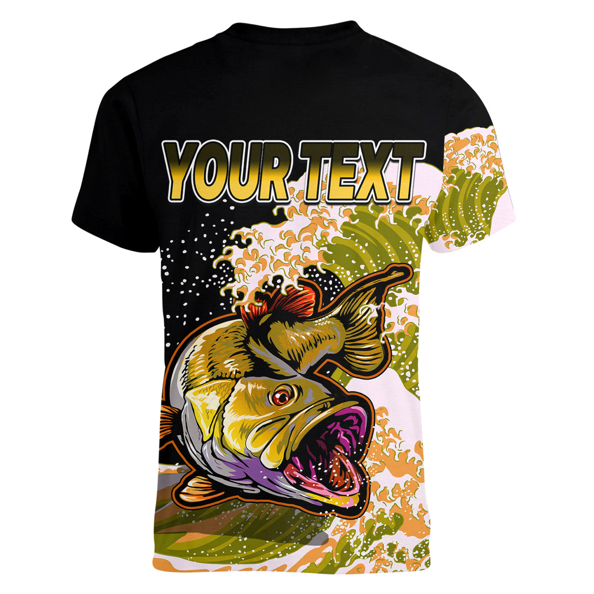 (Custom Personalised) Bass Fishing Yellow Women V Neck T Shirt - Wonder Print Shop