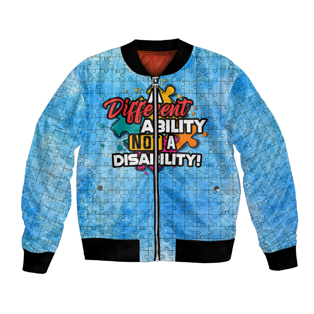 Autism Acceptance Month - A Different Ability Not A Disability Bomber Jacket TS07 - Wonder Print Shop