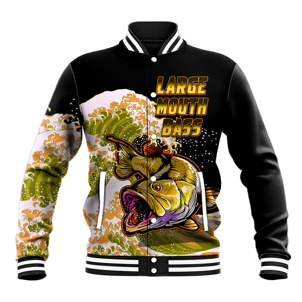 (Custom Personalised) Bass Fishing Yellow Baseball Jacket LT9 - Wonder Print Shop