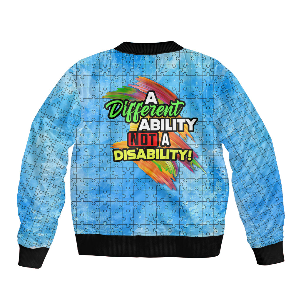 Autism Acceptance Month - A Different Ability Not A Disability Bomber Jacket TS07 - Wonder Print Shop