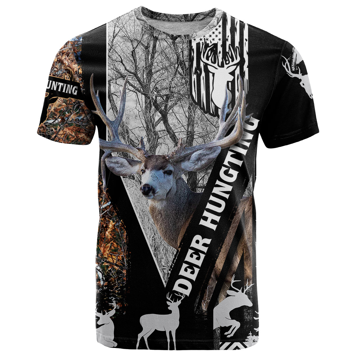 Deer Hunting Deciduous Forest Pattern T Shirt - Wonder Print Shop
