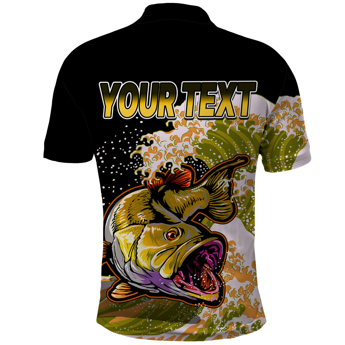 Custom Bass Fishing Yellow Polo Shirt - Wonder Print Shop