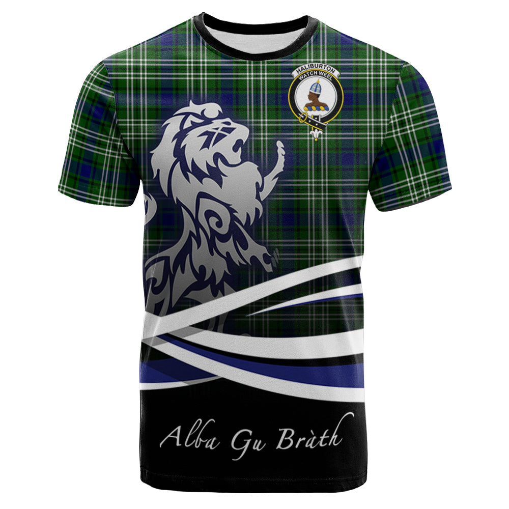 scottish-haliburton-clan-crest-scotland-lion-tartan-t-shirt