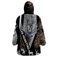 Deer Hunting Deciduous Forest Pattern Wearable Blanket Hoodie - Wonder Print Shop