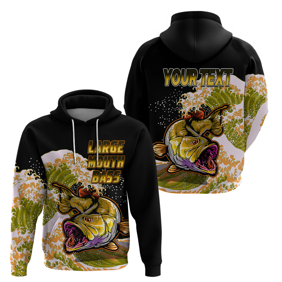 Custom Bass Fishing Hoodie Yellow - Wonder Print Shop