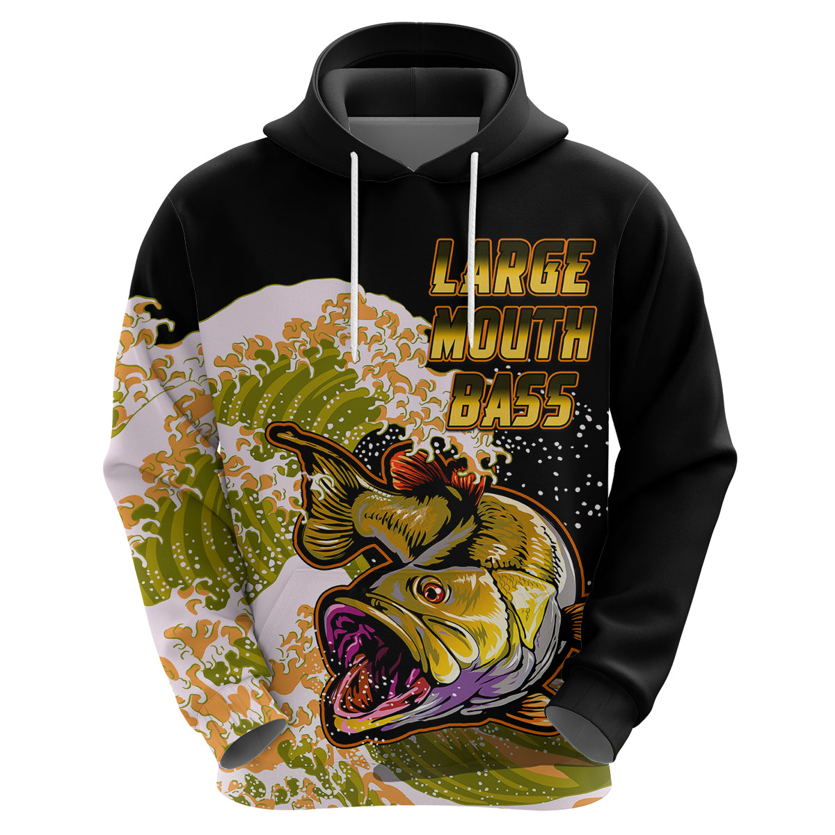 Custom Bass Fishing Hoodie Yellow - Wonder Print Shop