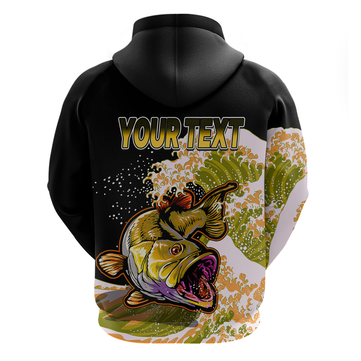 Custom Bass Fishing Hoodie Yellow - Wonder Print Shop