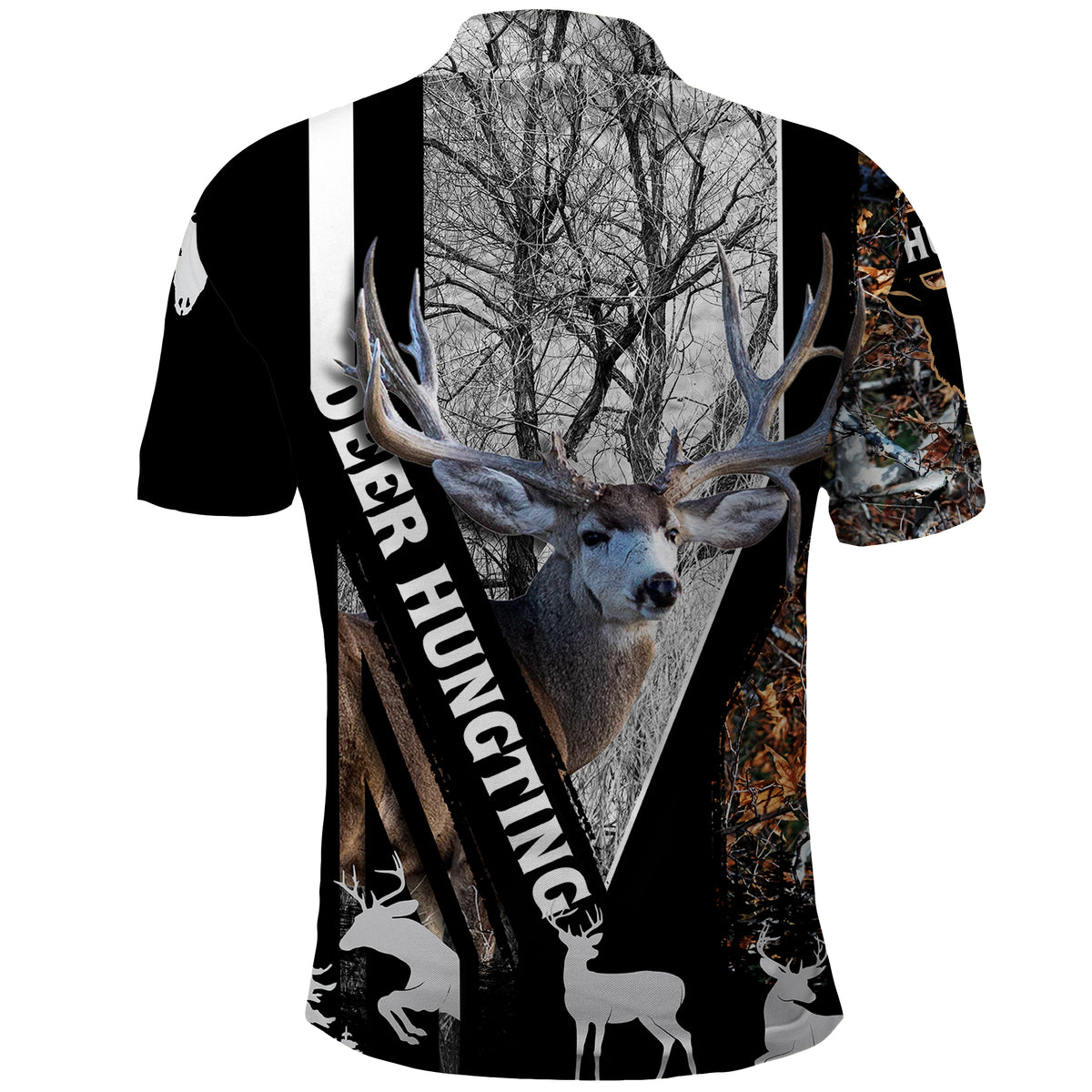 Deer Hunting Deciduous Forest Pattern Polo Shirt - Wonder Print Shop