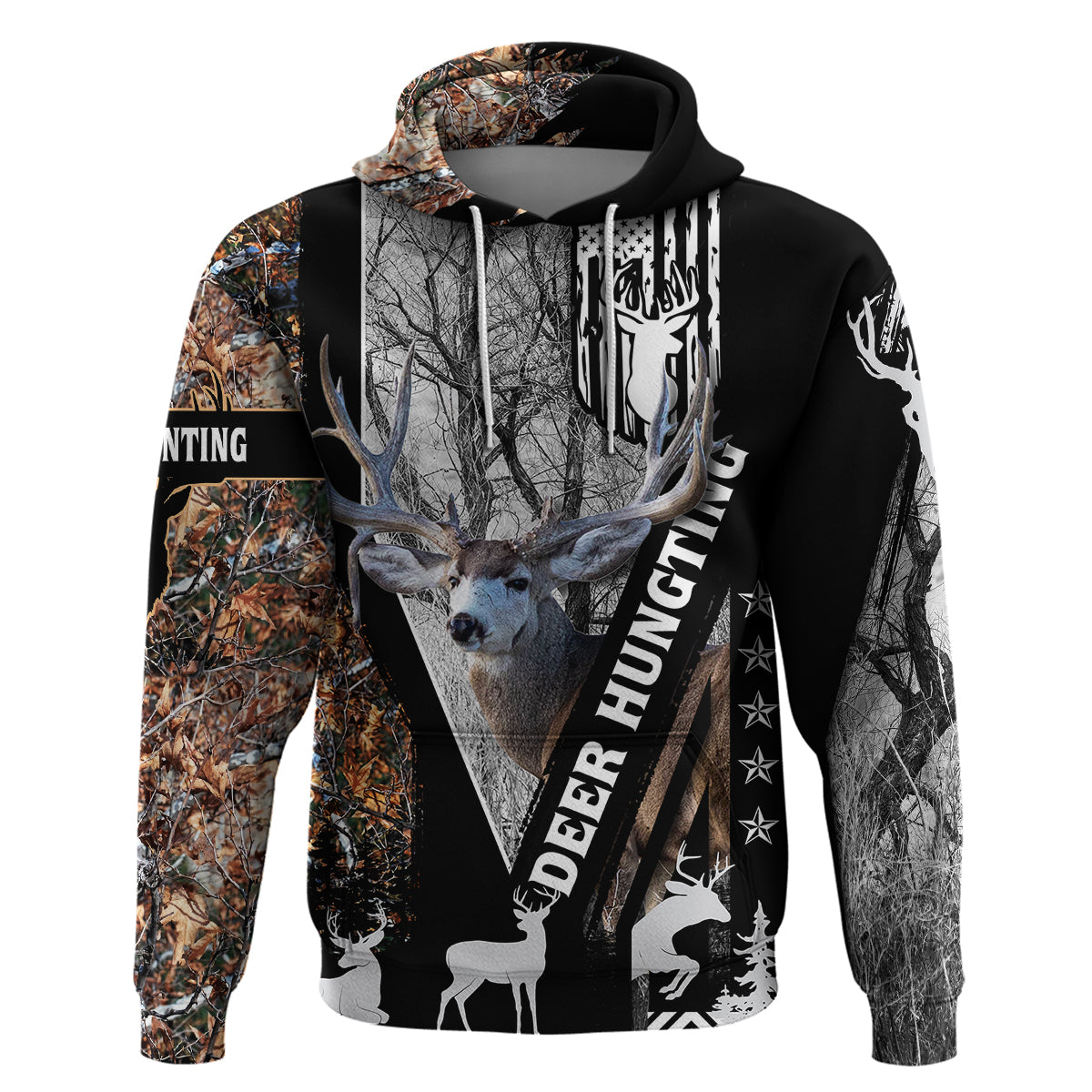 Deer Hunting Deciduous Forest Pattern Hoodie - Wonder Print Shop